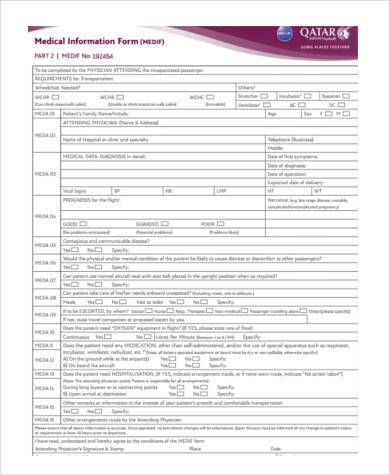 travel medical information form