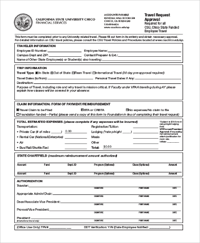 travel approval request form