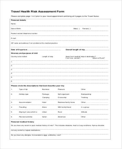 rcn travel risk assessment form