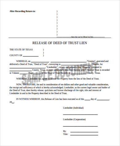 trust deed release form