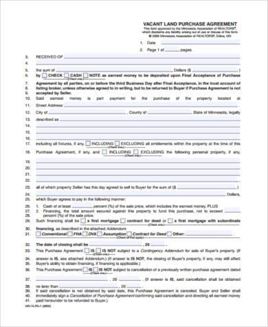 vacant land purchase agreement