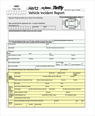 vehicle incident report printable