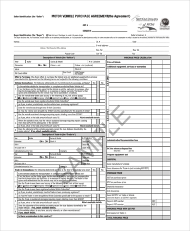 vehicle purchase agreement pdf