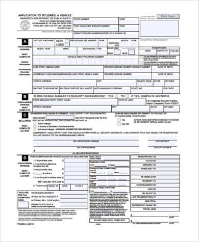 vehicle title transfer form