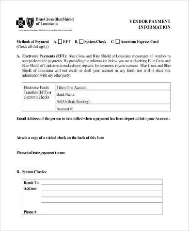 vendor payment information form