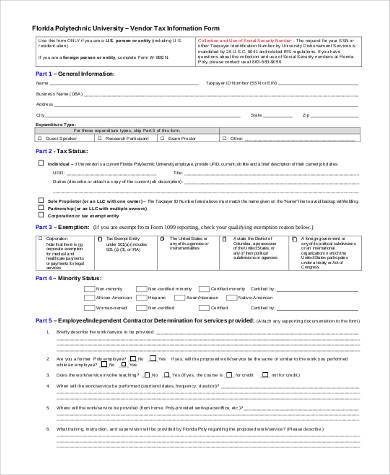 vendor tax information form