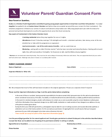 volunteer parent consent form