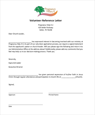 volunteer reference letter in pdf