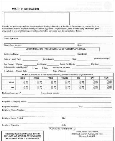 FREE 9+ Sample Wage Verification Forms in PDF | MS Word