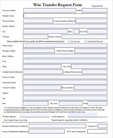 FREE 8+ Sample Wire Transfer Forms in PDF | MS Word | Excel