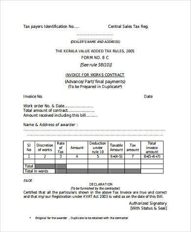 work invoice form in pdf