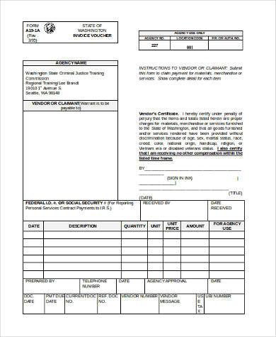 work invoice form in word format