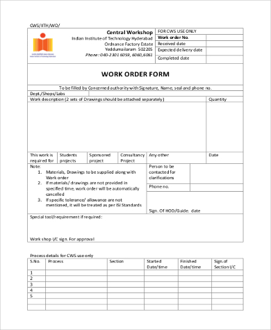 work order form printable