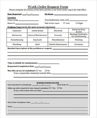 work order request proposal form