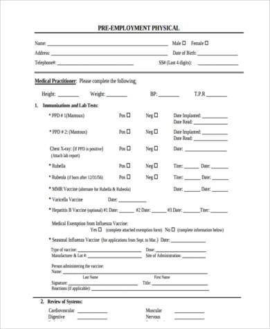 work physical form pdf