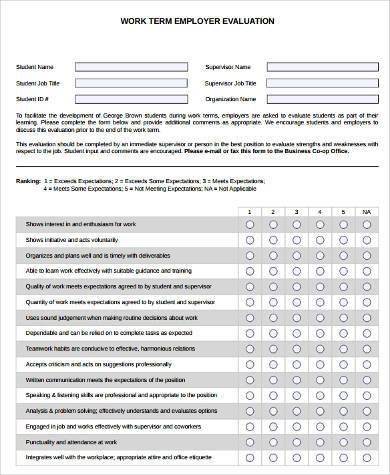 work term evaluation form