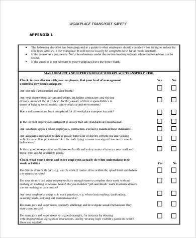 workplace transport risk assessment form