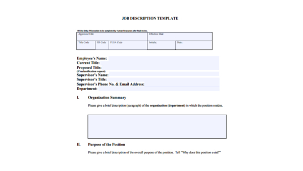 Free Job Description Templates Smartsheet