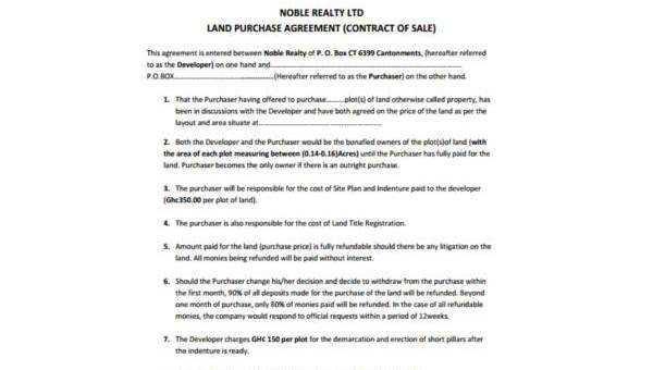 fimg land purchase agre form