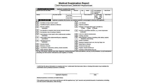 FREE 8 Sample Dot Physical Forms In PDF