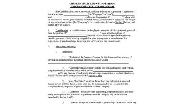 Free 7 Sample Non Compete Agreement Forms In Ms Word Pdf