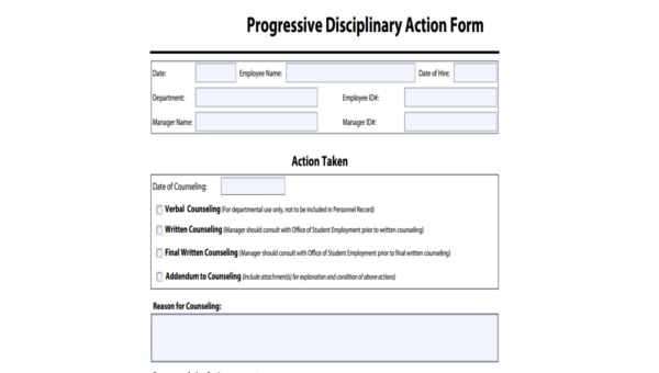 Disciplinary Action Form Template Database