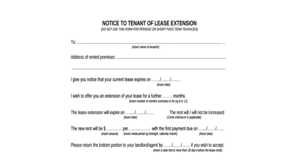 Lease Extension Agreement Sample