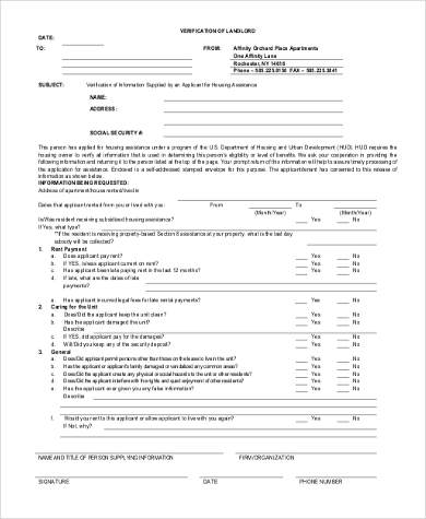 FREE 7+ Sample Landlord Reference Forms in MS Word | PDF