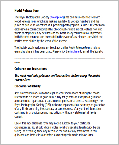 legal model release form