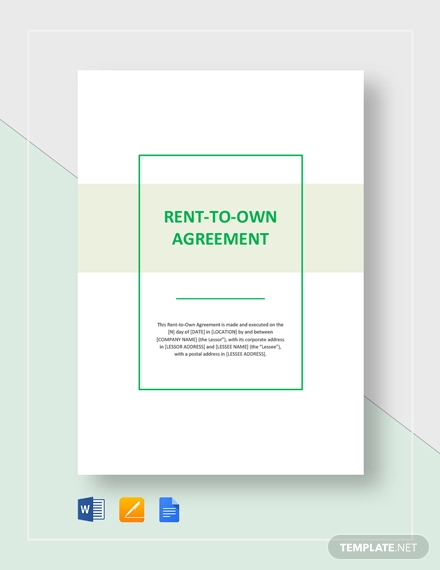 FREE 7+ Sample Rent to Own Agreements in PDF | MS Word | Google Doc | Pages