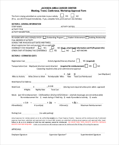 FREE 11+ Sample Travel Approval Forms in PDF | Excel | MS Word