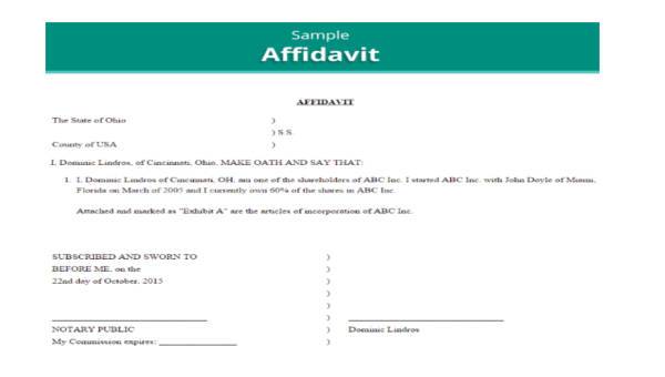  sample affidavit forms in pdf