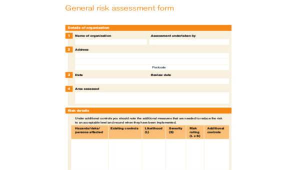  risk assessment form samples