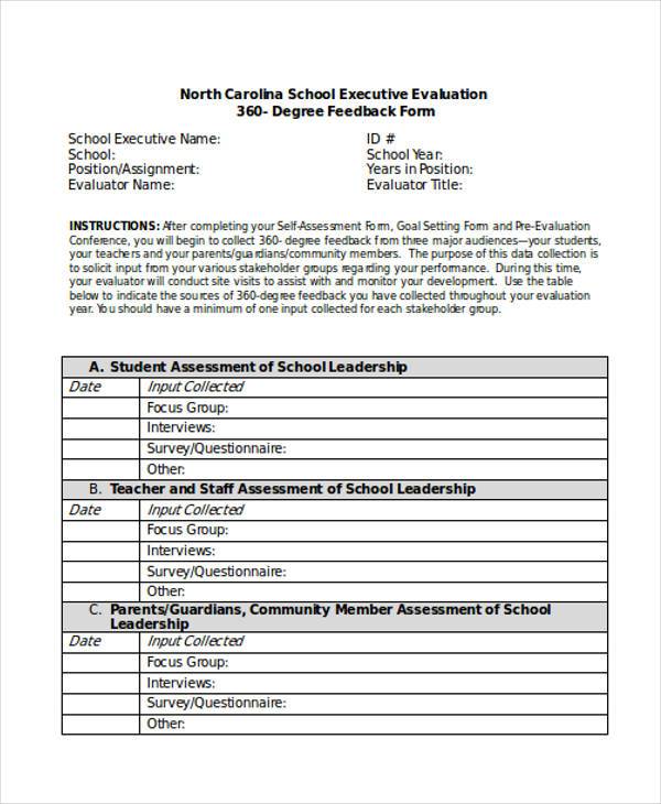 360 Degree Feedback Form Example 