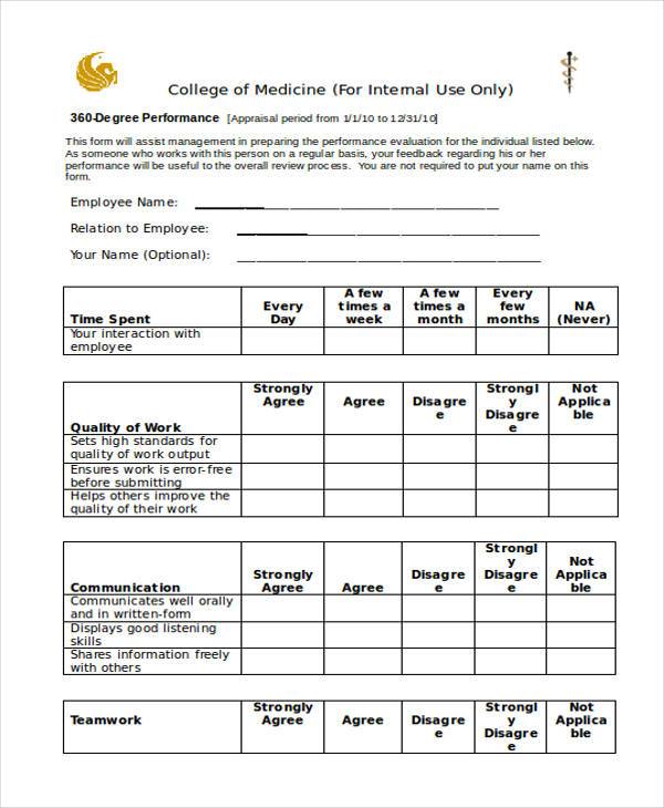 360 degree performance appraisal format