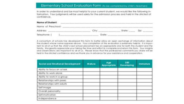  evaluation form examples