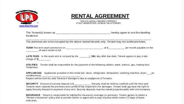 Free 7 Commercial Rental Agreement Forms In Pdf