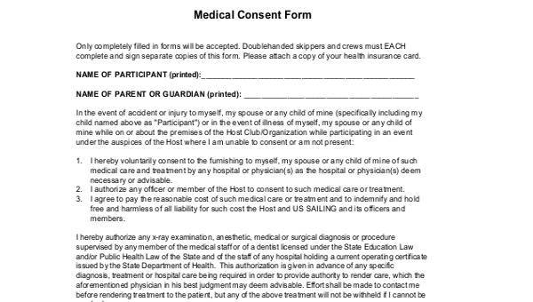  medical consent sample forms