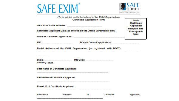  sample certificate application forms