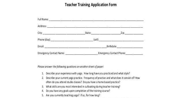  sample training application forms