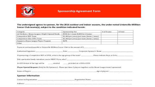 Sponsor Agreement Template