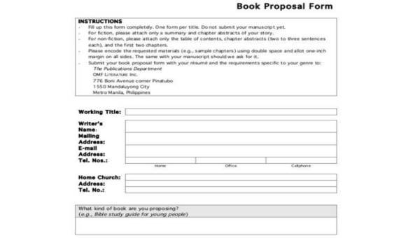  book proposals form samples