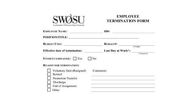 Free 8 Employee Termination Form Samples In Pdf Ms Word 1505