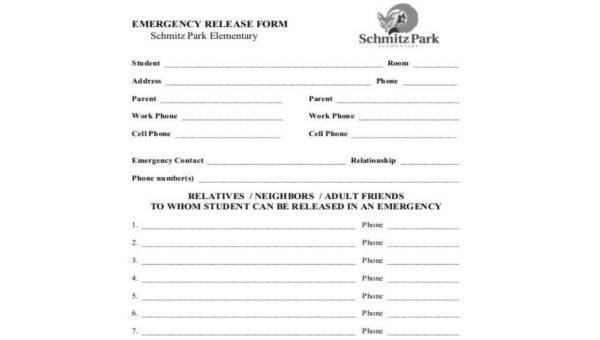  sample emergency release forms