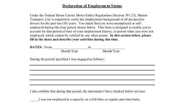  sample employment status forms