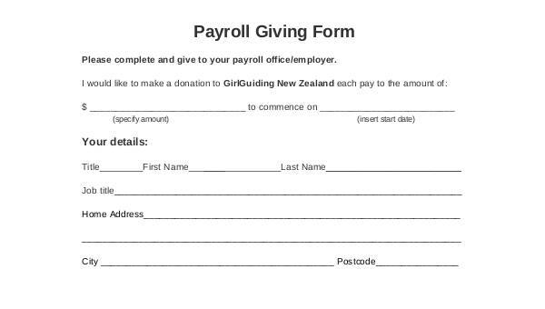  sample payroll giving forms