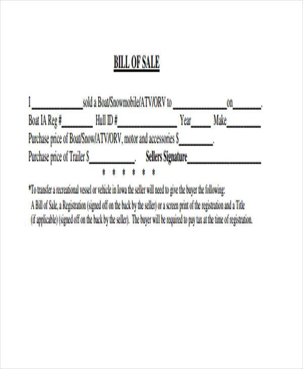 Free 7 Sample Atv Bill Of Sale Forms In Pdf Ms Word