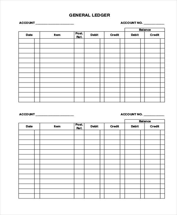 accounting general ledger form