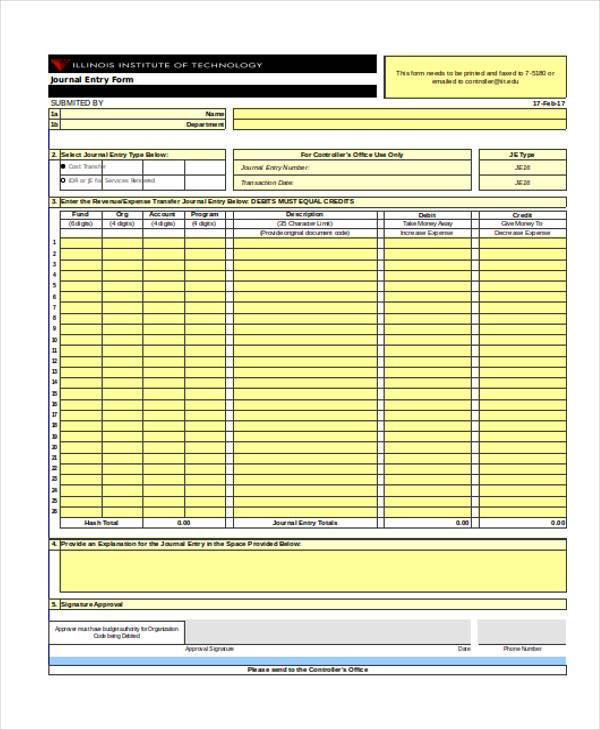 accounting journal entry form