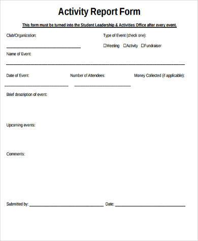 activity report form example